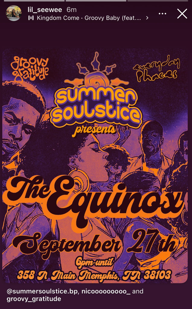 Summer Solstice- Fall Equinox 6pm until 358 N Main St